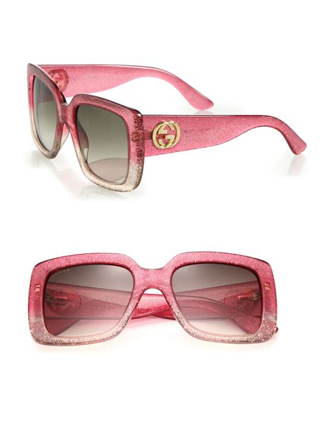 gucci oversize pink glitter shades